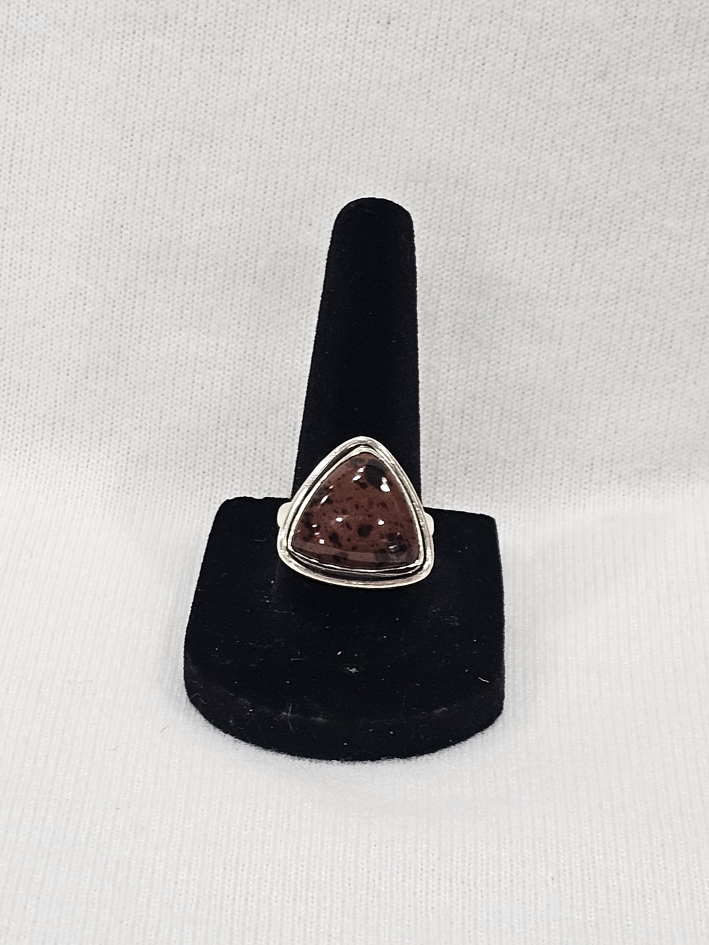 Sterling Silver Mahgony Obsidian Crystal Ring